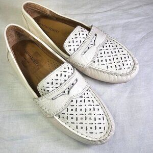 Cynthia Rowley Steam Eyelet Leather Driving Moccasins Loafers 8M White